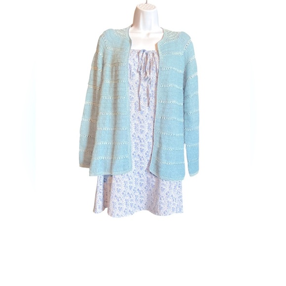 DKNY Mohair Vintage Y2K Baby Blue Open-Knit Cardigan Size S NWT - Picture 8 of 9
